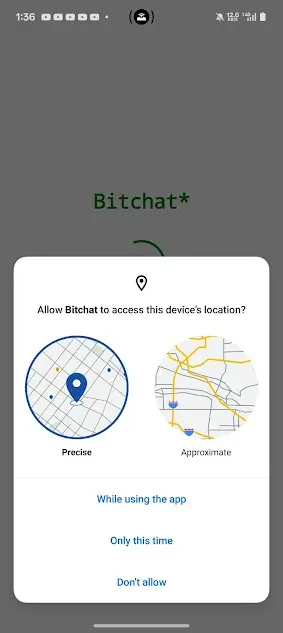 Screenshot of BitChat Android